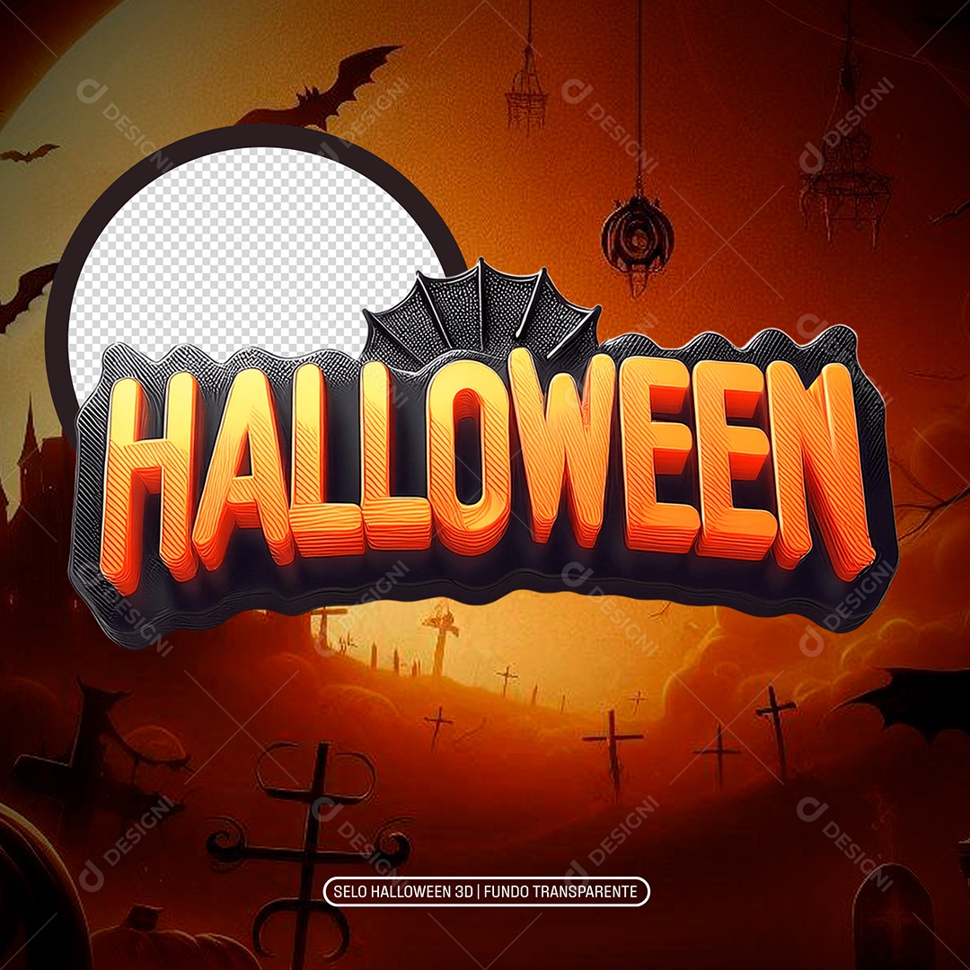 Halloween Selo 3D para Composição PSD