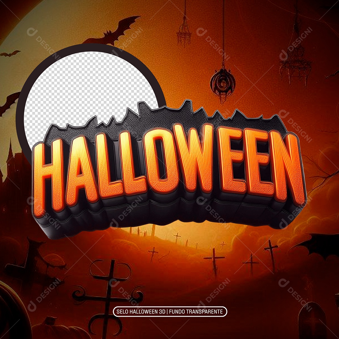 Halloween Selo 3D para Composição PSD