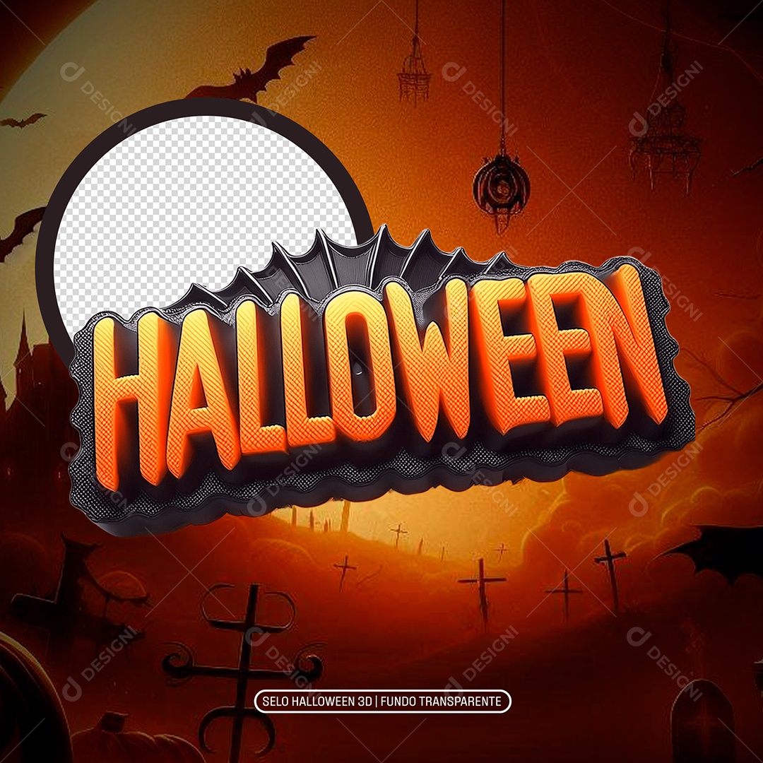 Halloween Selo 3D para Composição PSD