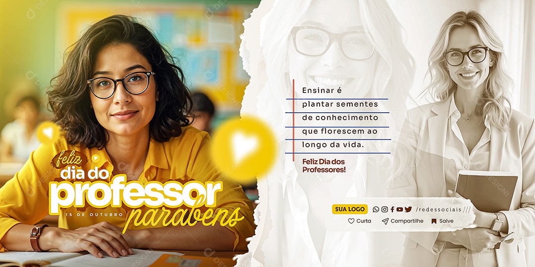 Banner Dia do Professor 15 de Outubro Social Media PSD Editável