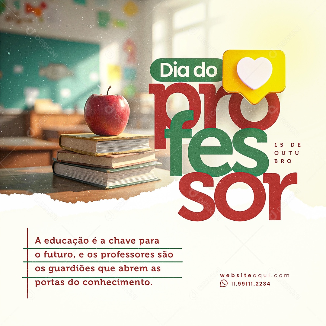 Dia do Professor 15 de Outubro Social Media PSD Editável