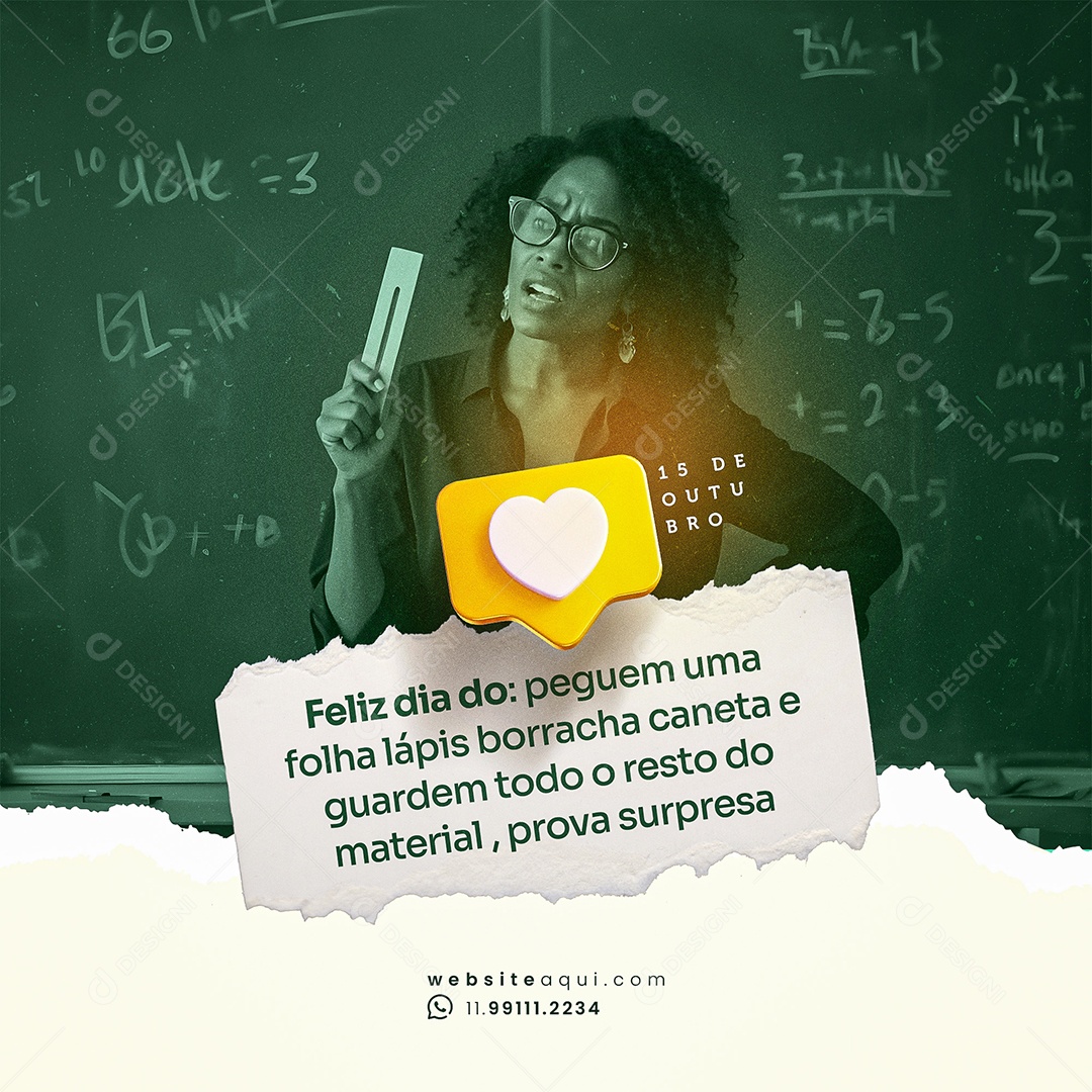 Dia do Professor 15 de Outubro Social Media PSD Editável