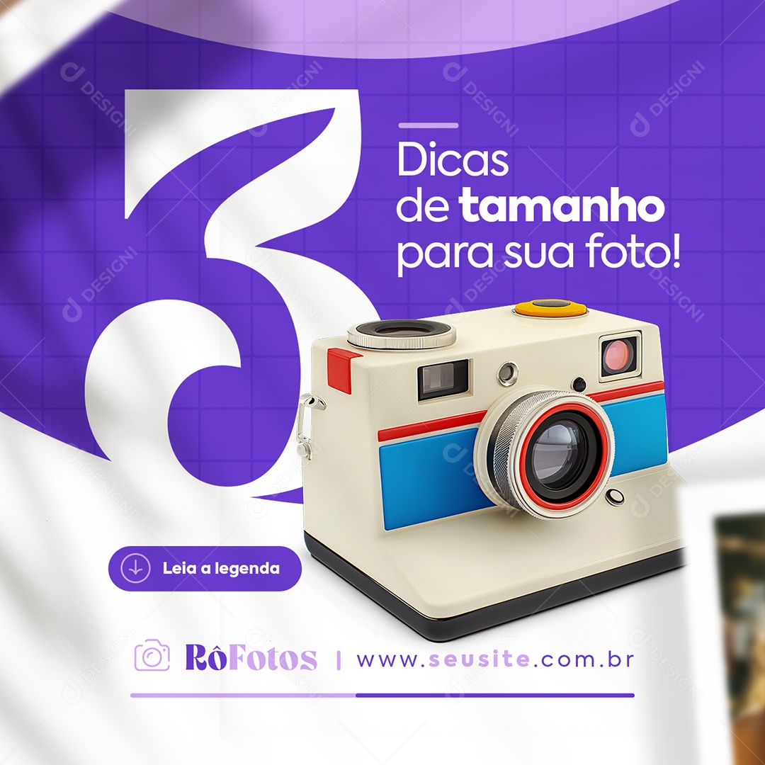 Revelação Fotográfica Três Dicas de Tamanho para Sua Foto Social Media PSD Editável