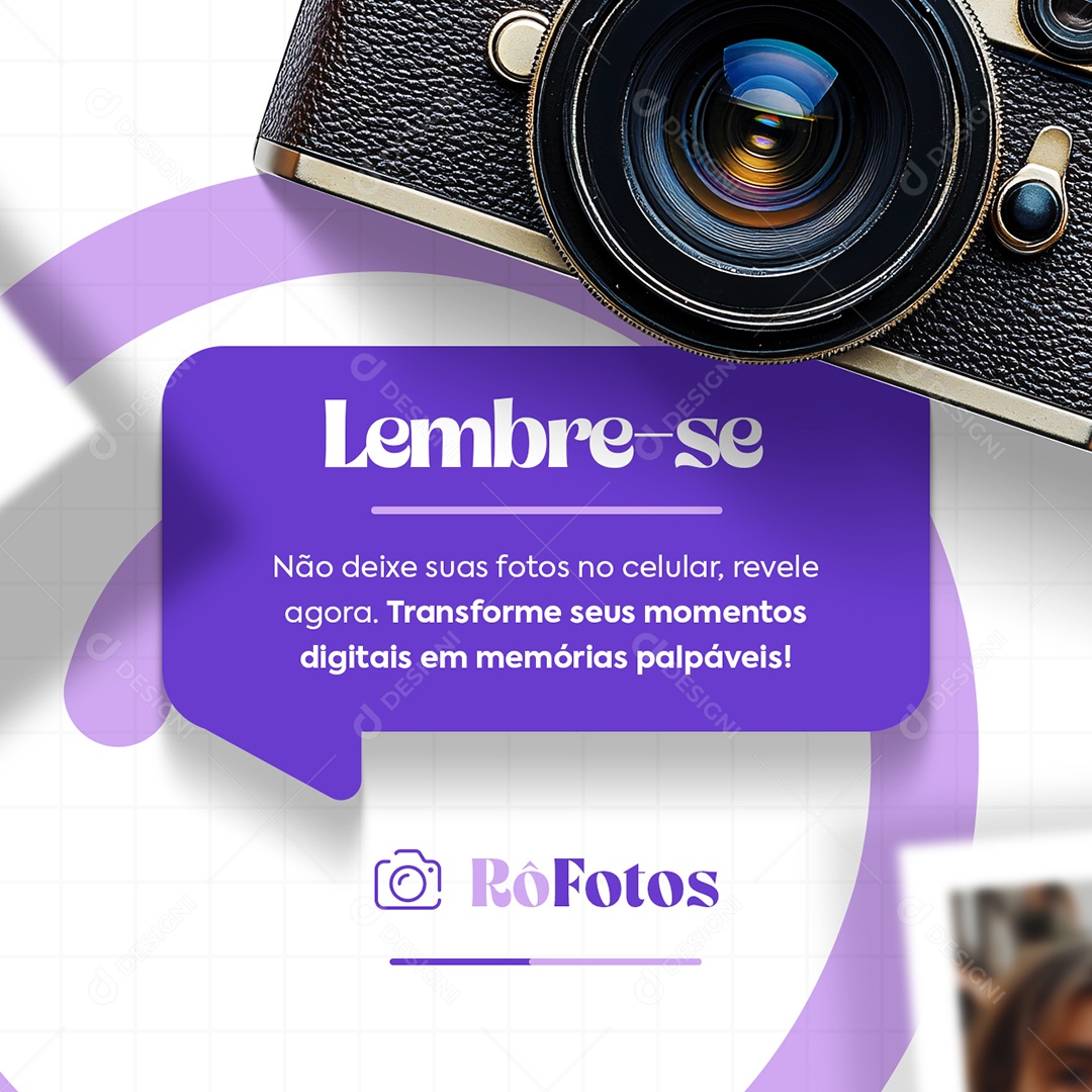 Revelação Fotográfica Lembre-Se Social Media PSD Editável