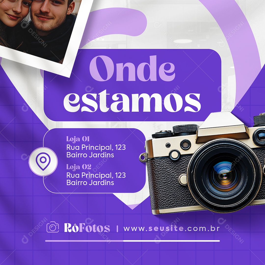 Revelação Fotográfica Onde Estamos Social Media PSD Editável