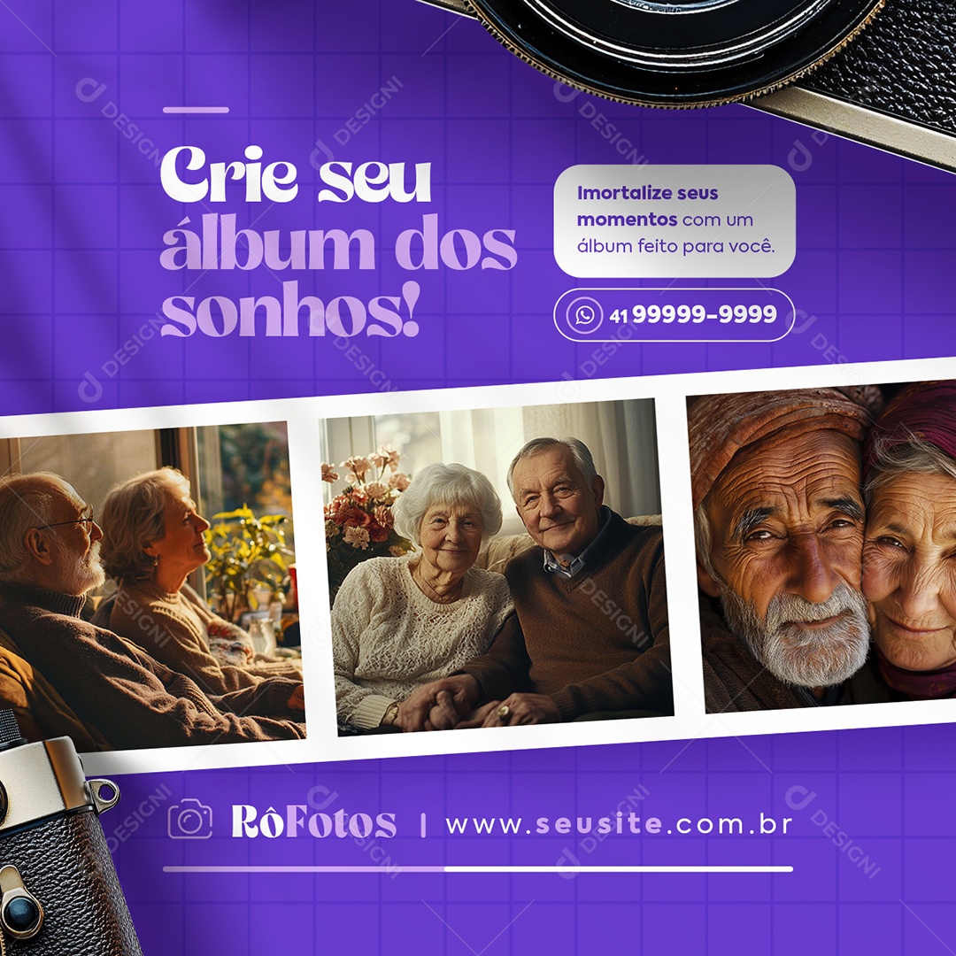 Revelação Fotográfica Crie seu Álbum dos Sonhos Social Media PSD Editável