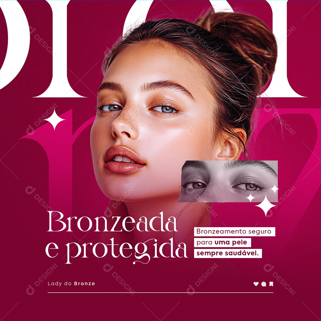Bronzeamento Bronzeada e Protegida Social Media PSD Editável