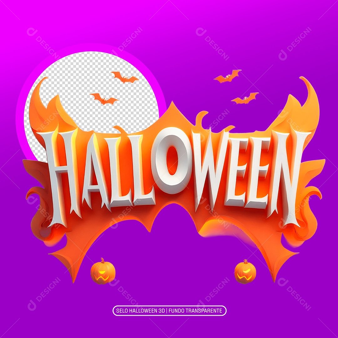 Halloween Selo 3D para Composição PSD
