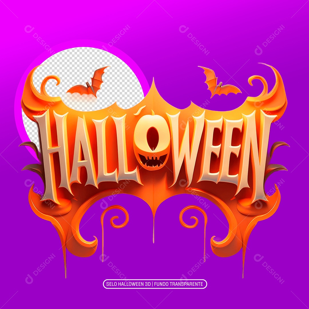 Halloween Selo 3D para Composição PSD