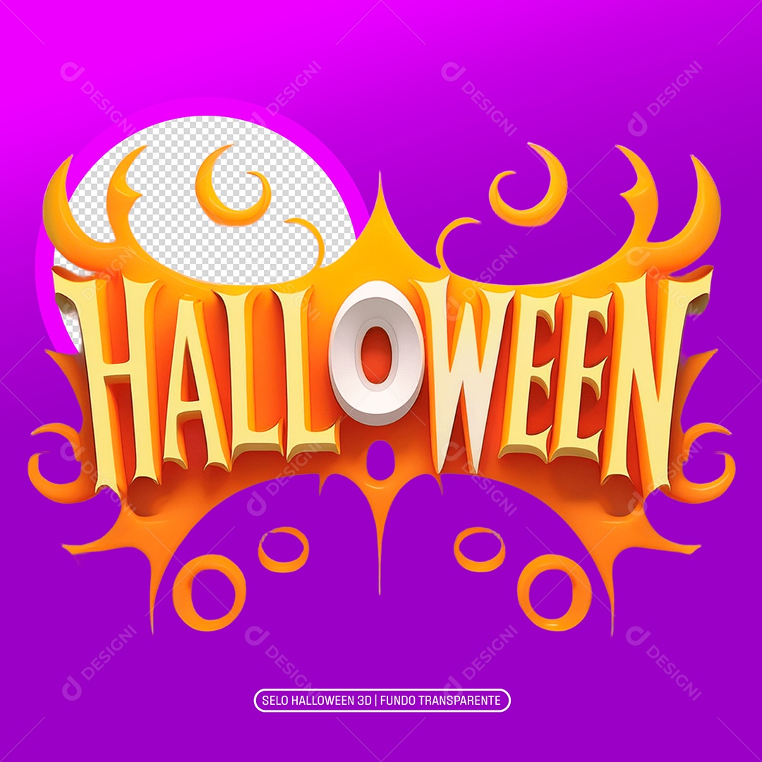 Halloween Selo 3D para Composição PSD