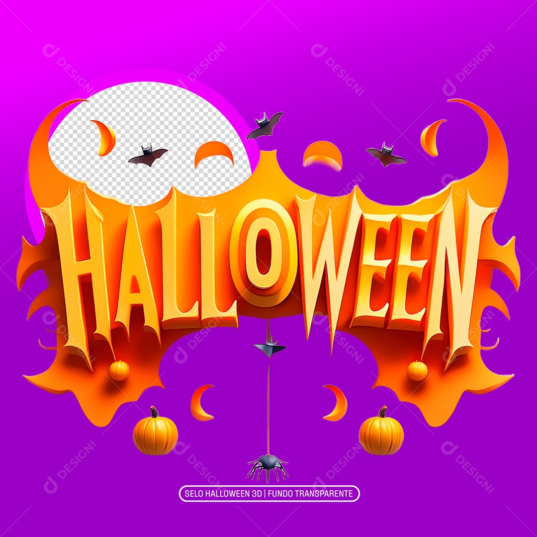 Halloween Selo 3D para Composição PSD
