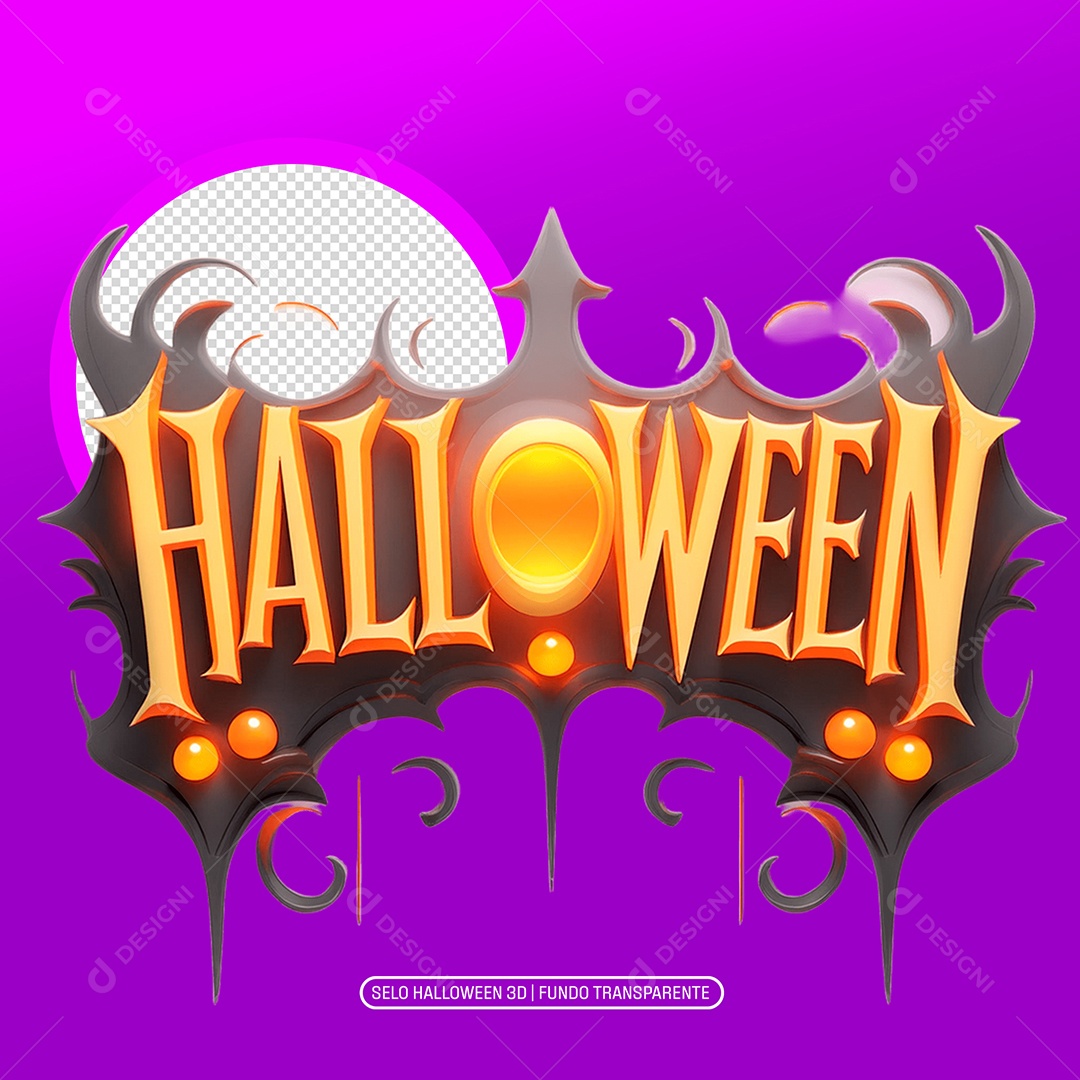 Halloween Selo 3D para Composição PSD