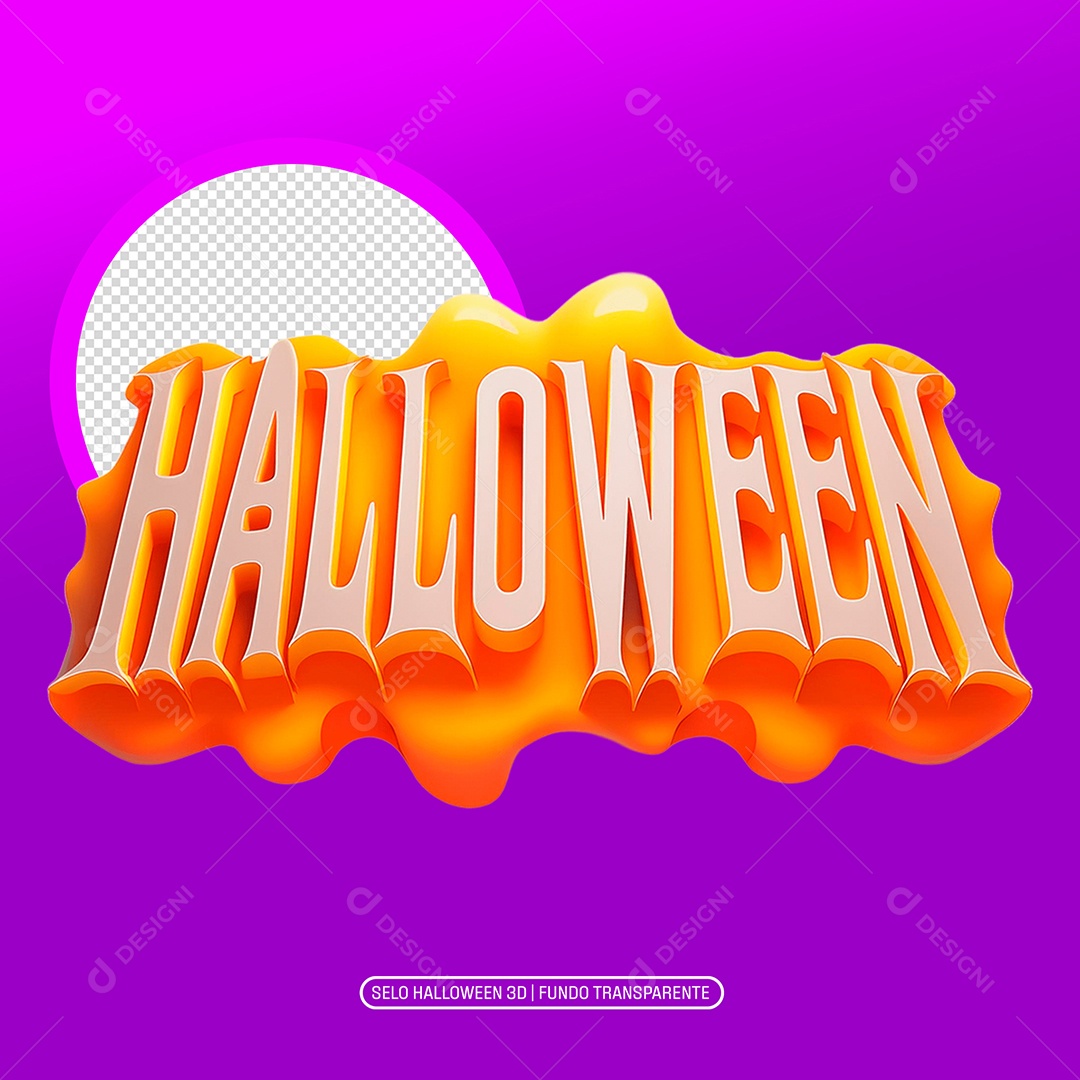 Halloween Selo 3D para Composição PSD