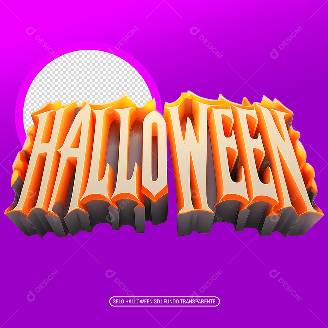 Halloween Selo 3D para Composição PSD
