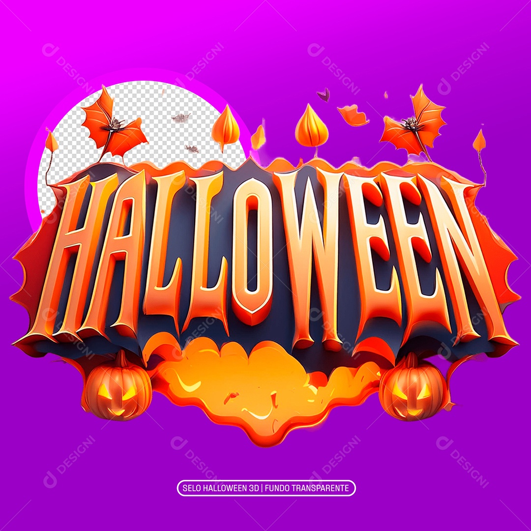 Halloween Selo 3D para Composição PSD