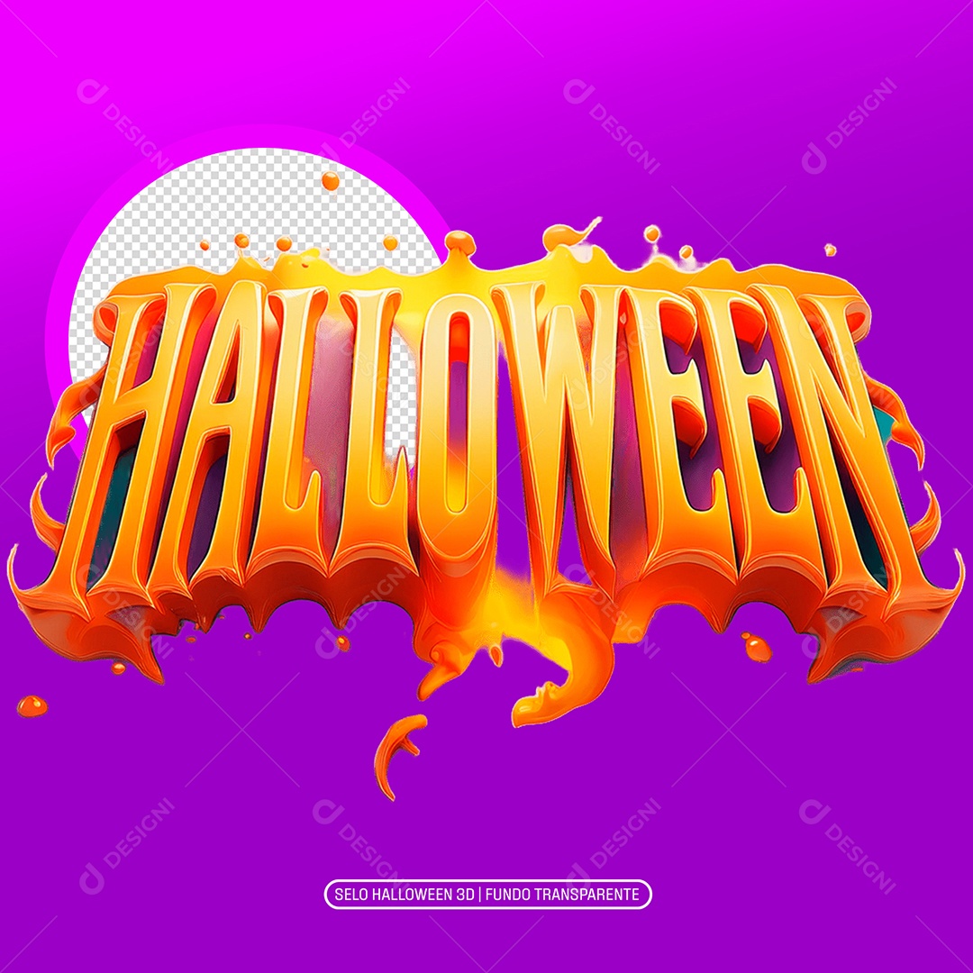 Halloween Selo 3D para Composição PSD