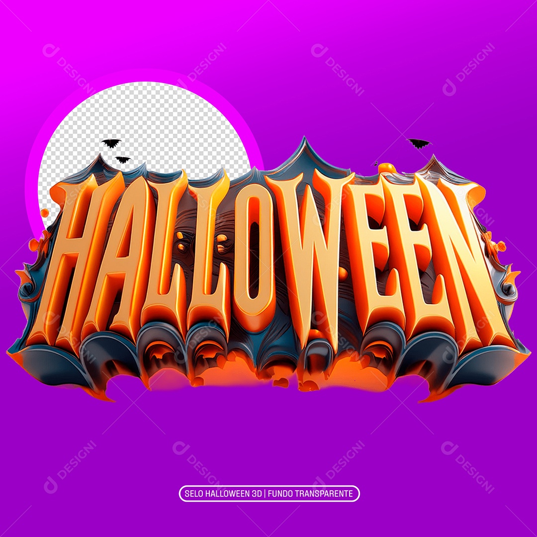 Halloween Selo 3D para Composição PSD