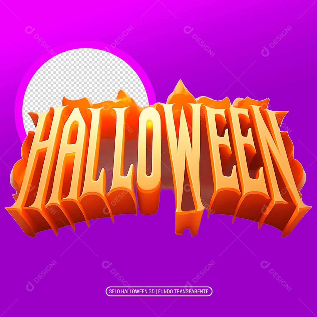 Halloween Selo 3D para Composição PSD
