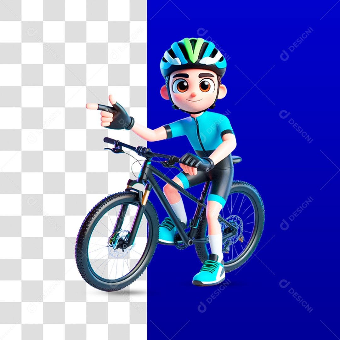 Personagem 3D de Ciclista para Composição PSD