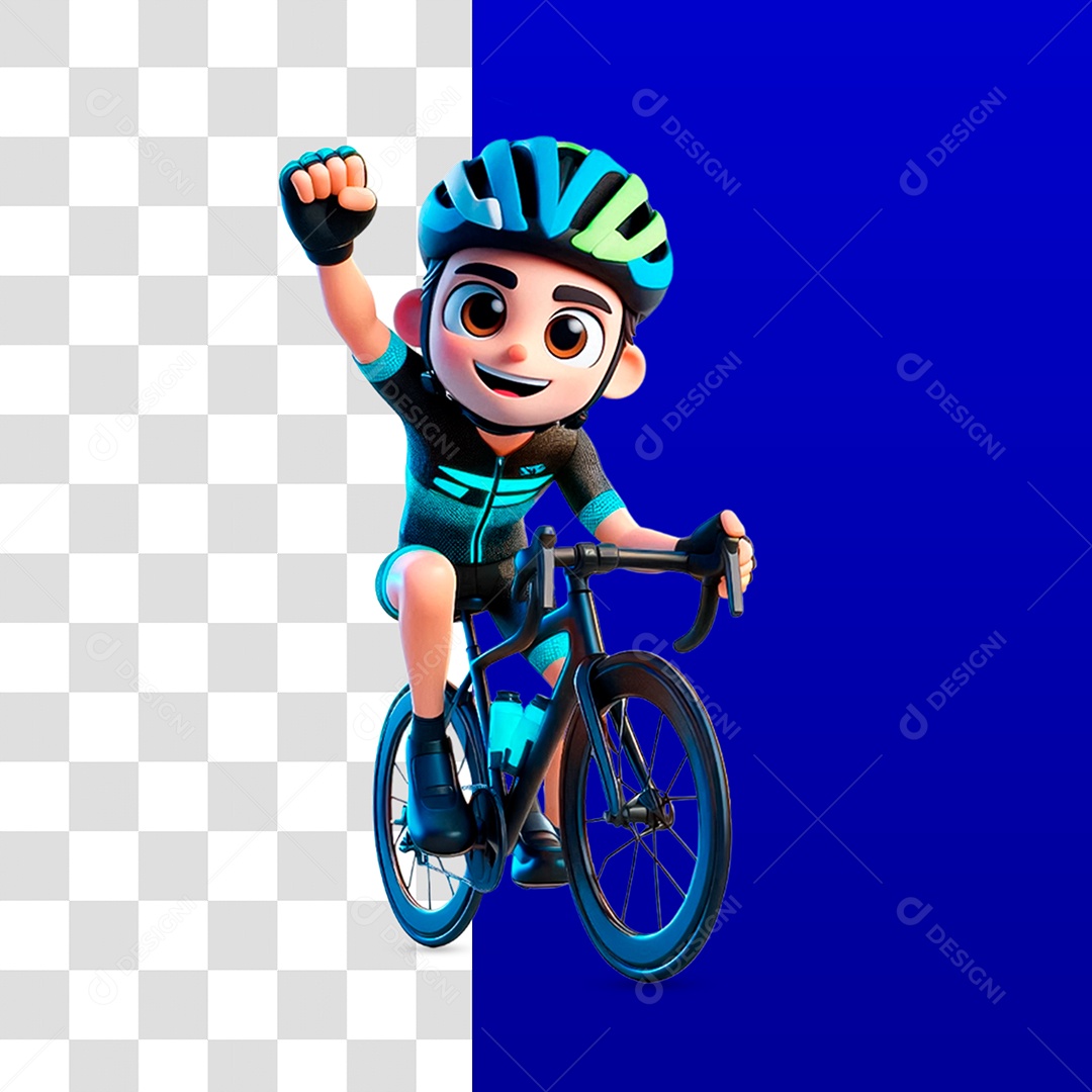Personagem 3D de Ciclista para Composição PSD