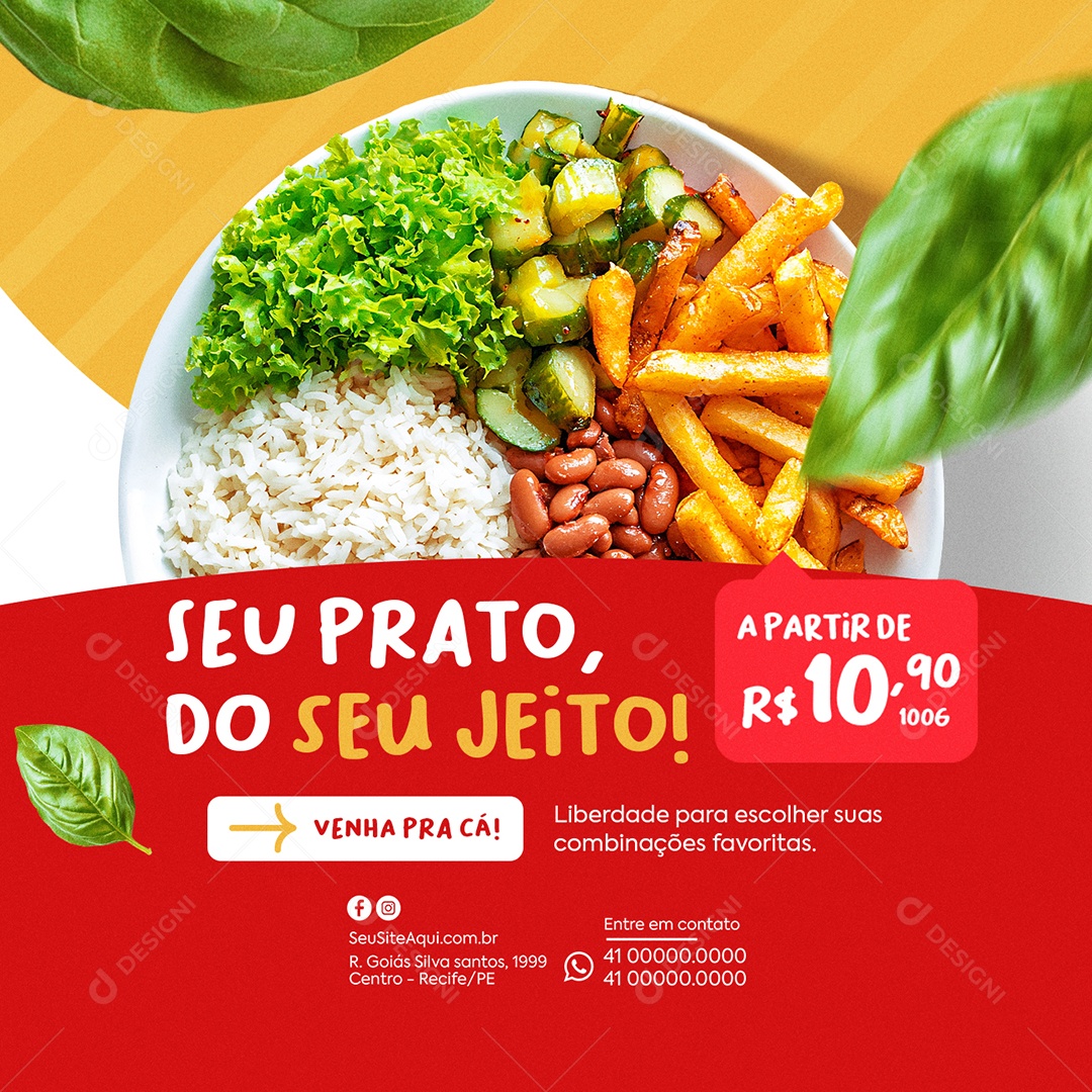 Self Service Seu Prato do Seu Jeito Social Media PSD Editável