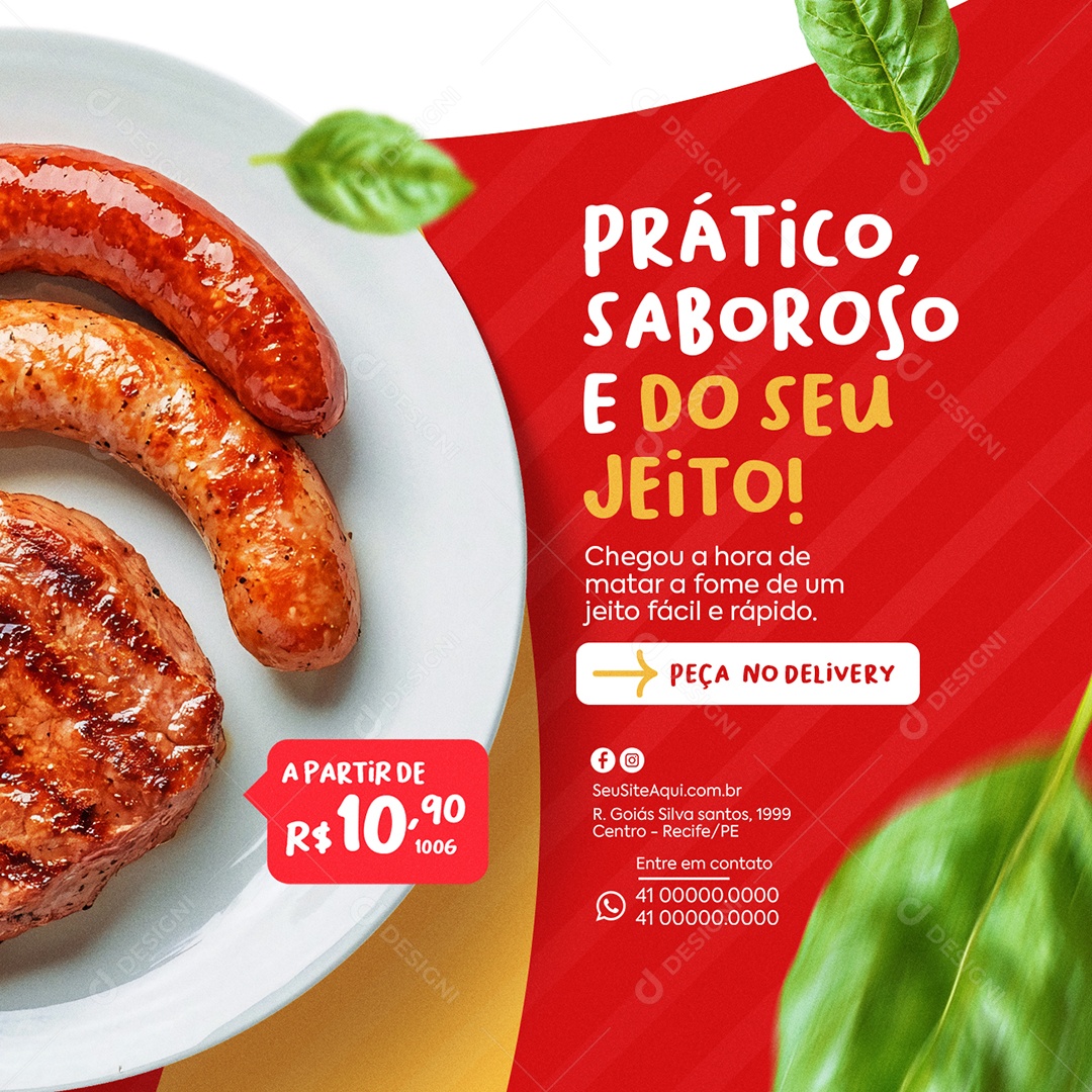 Self Service Prático Saboroso e Do Seu Jeito Social Media PSD Editável