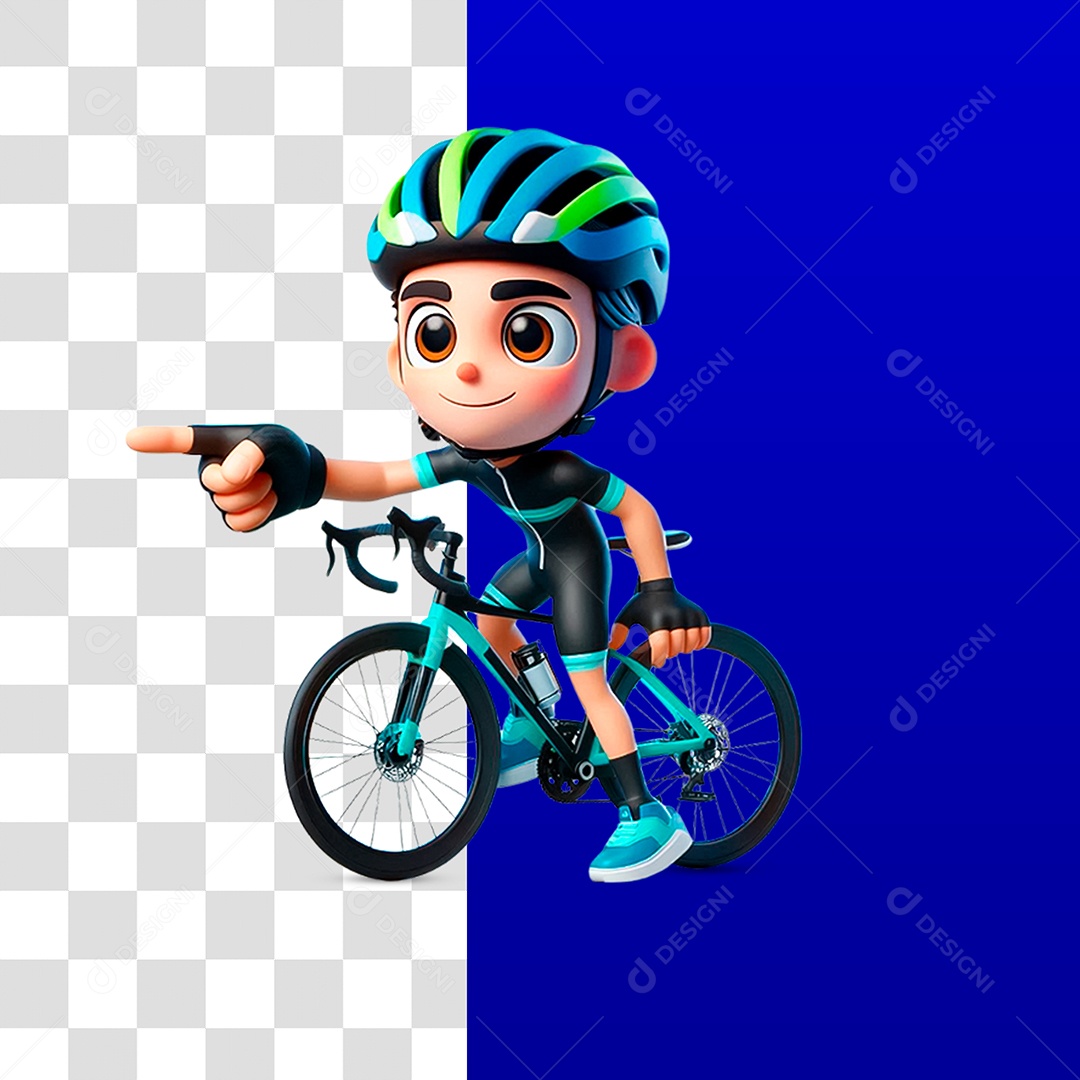 Personagem 3D de Ciclista para Composição PSD