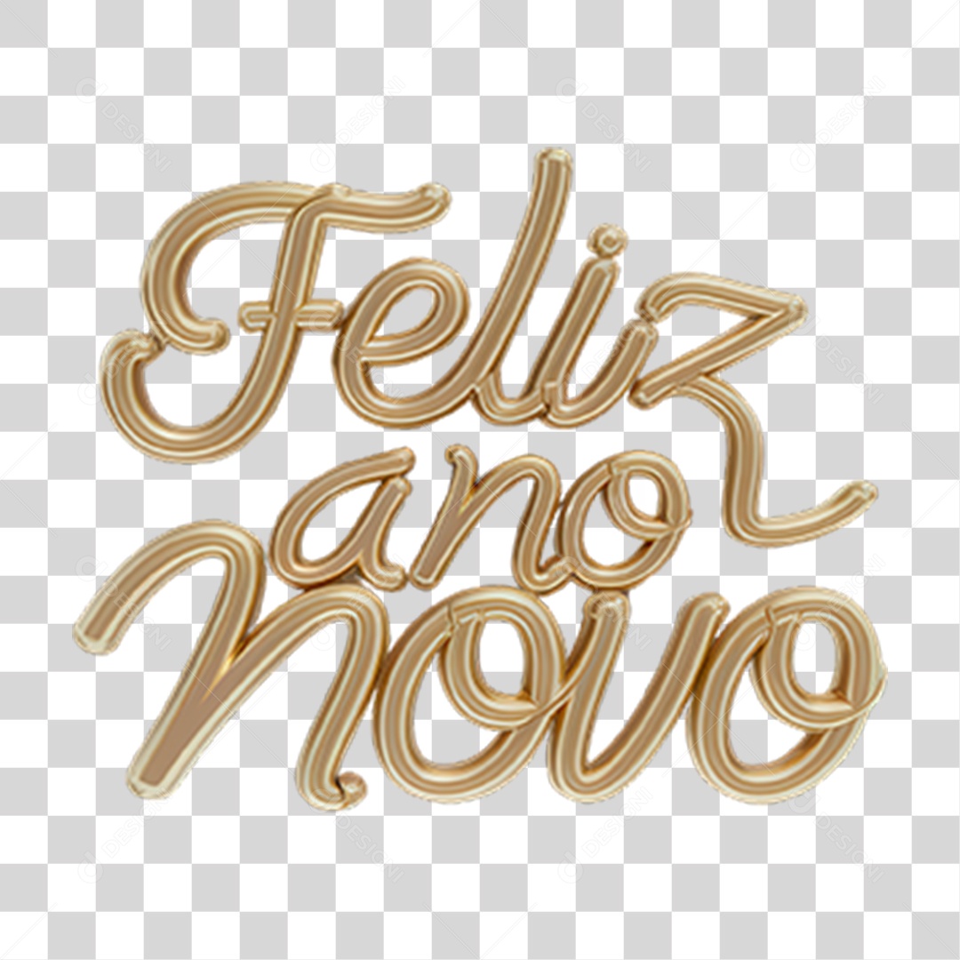 Texto 3D Feliz Ano Novo PNG Transparente