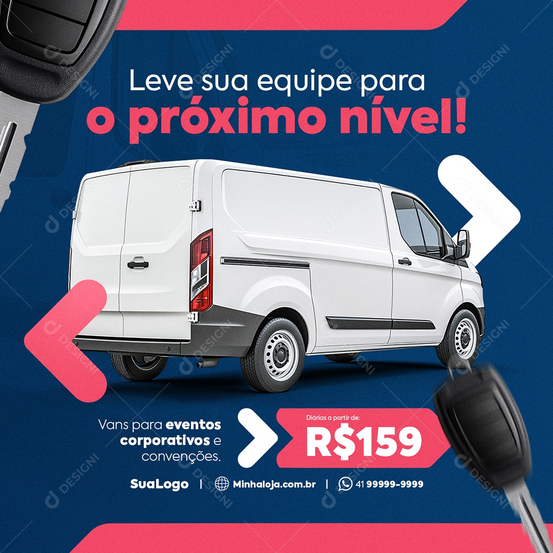 Aluguel de Vans Leve sua Equipe para o Próximo Nível Social Media PSD Editável