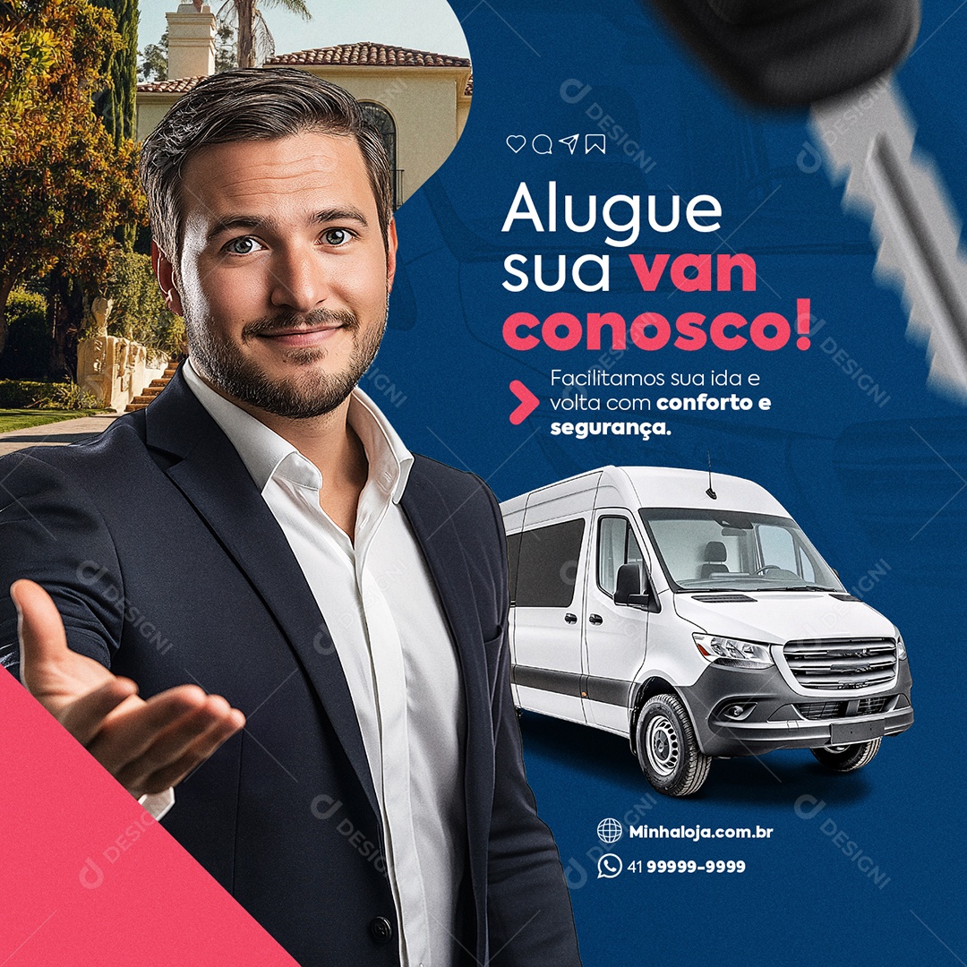 Aluguel de Vans sua Van Conosco Social Media PSD Editável