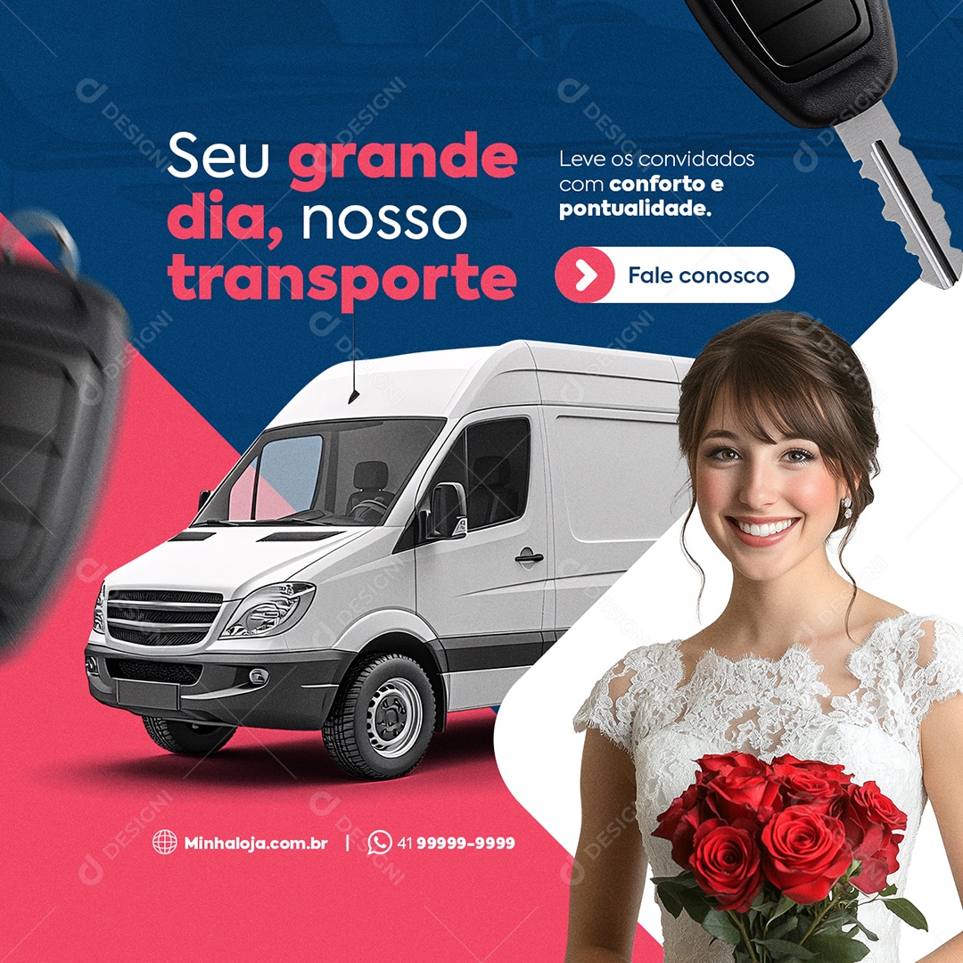 Aluguel de Vans Seu Grande Dia nosso Transporte Social Media PSD Editável