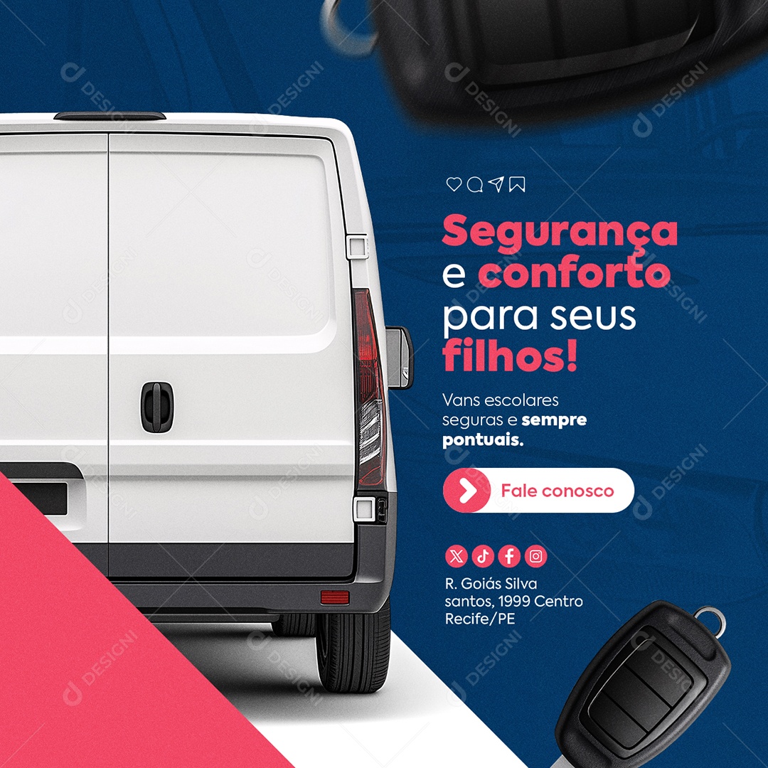 Aluguel de Vans Segurança e Conforto para Seus Filhos Social Media PSD Editável