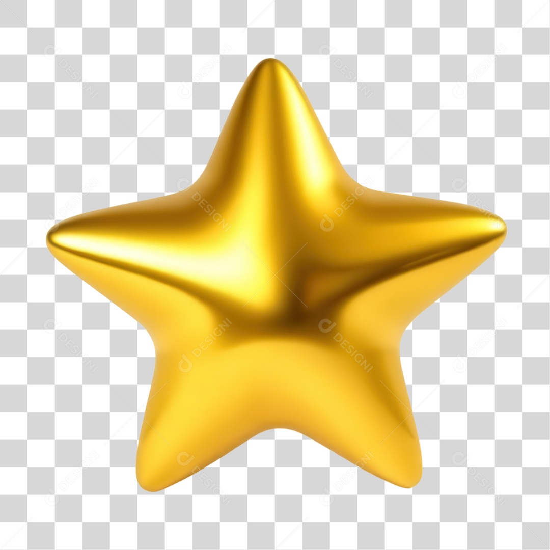 Elemento 3D Estrela Dourada PNG Transparente