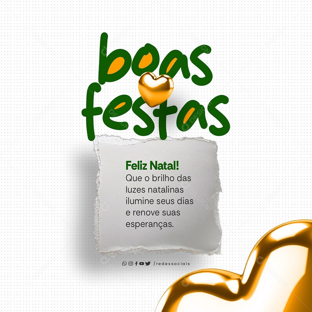 Feliz Natal 25 de Dezembro Luzes Natalinas Social Media PSD Editável