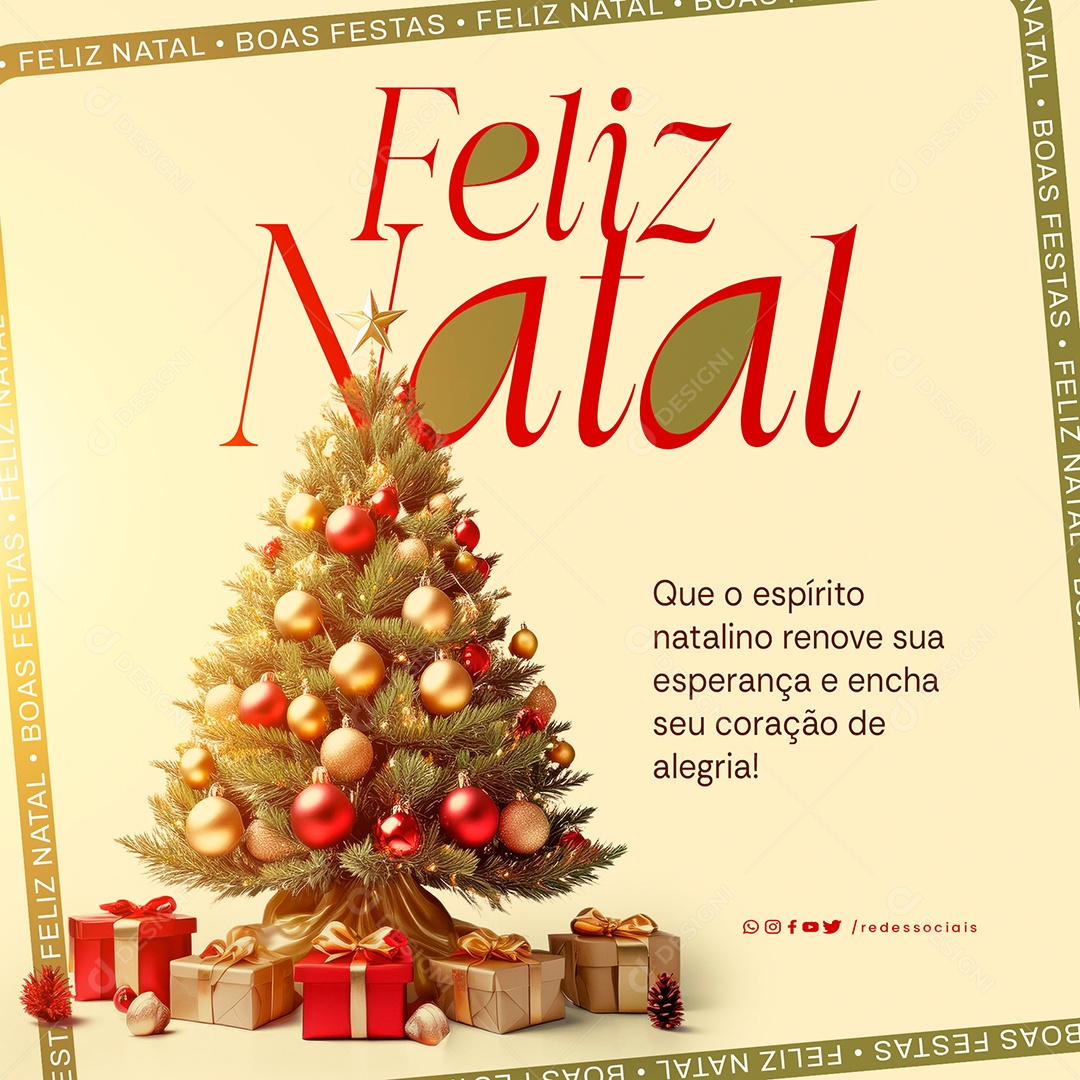 Feliz Natal 25 de Dezembro Renove Sua Esperança Social Media PSD Editável