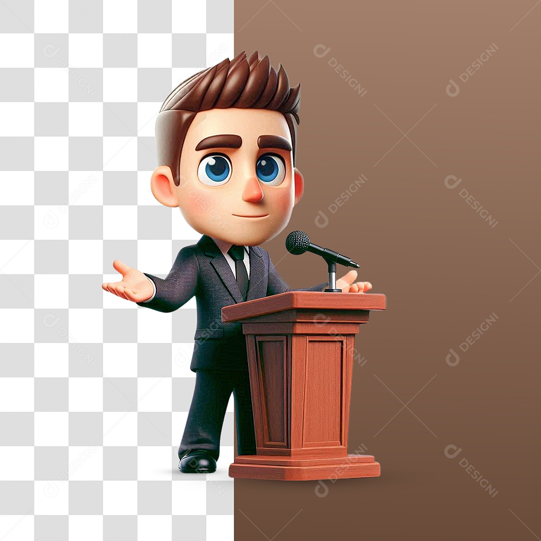 Personagem 3D de Advogado para Composição PSD