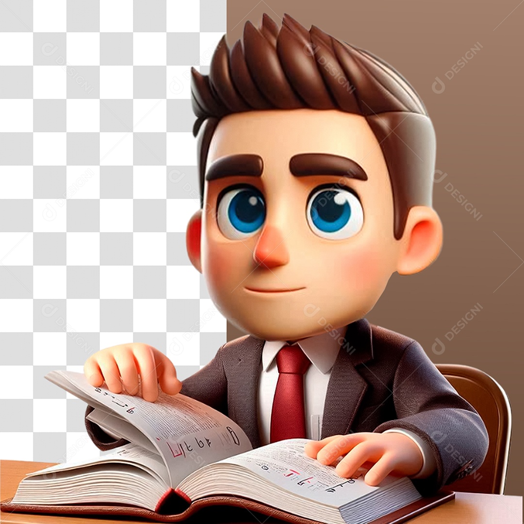 Personagem 3D de Advogado para Composição PSD