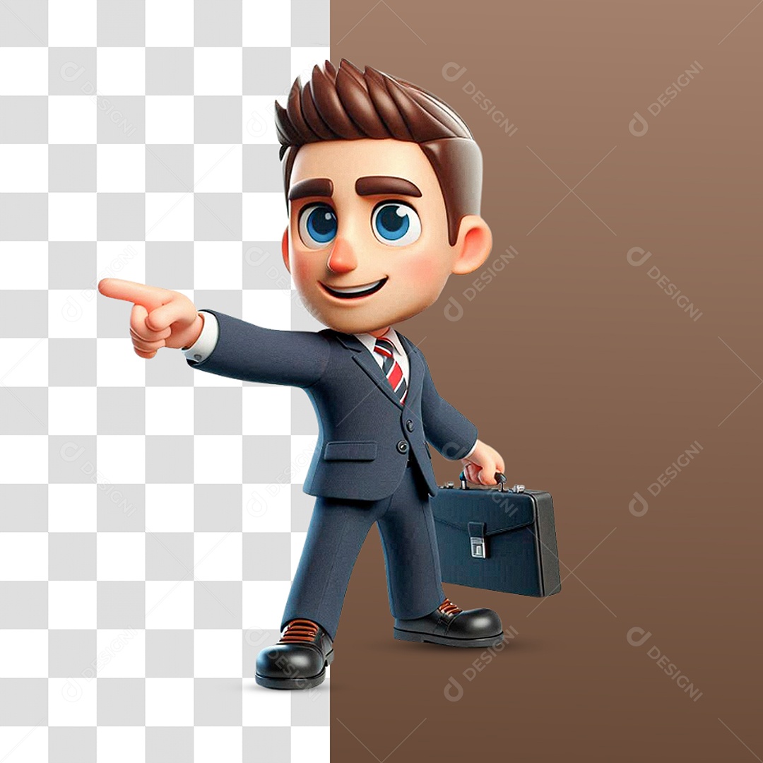 Personagem 3D de Advogado para Composição PSD