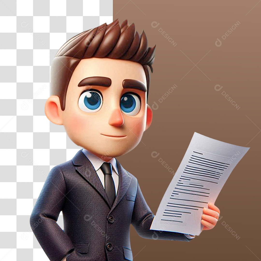 Personagem 3D de Advogado para Composição PSD