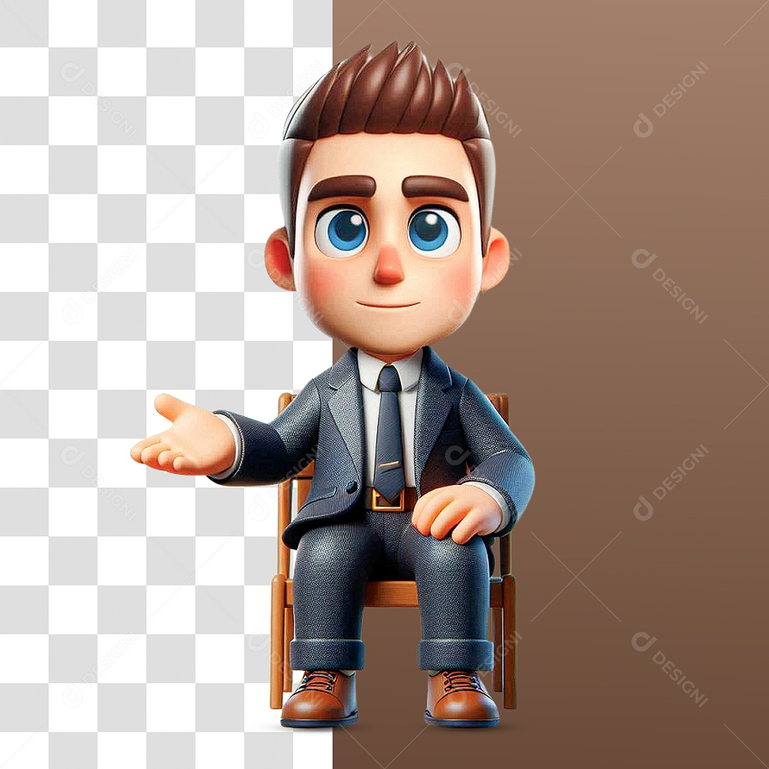 Personagem 3D de Advogado para Composição PSD