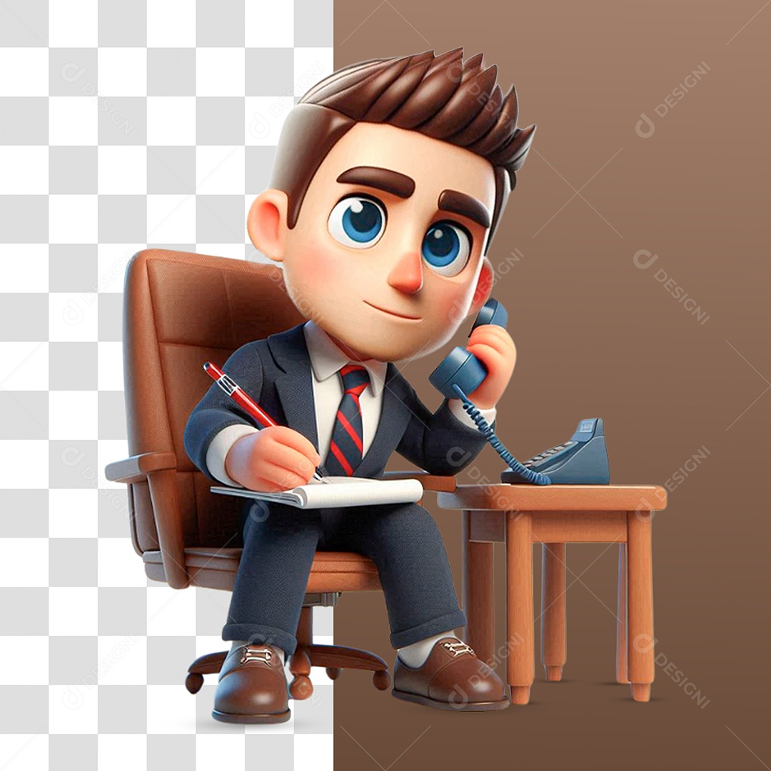 Personagem 3D de Advogado para Composição PSD