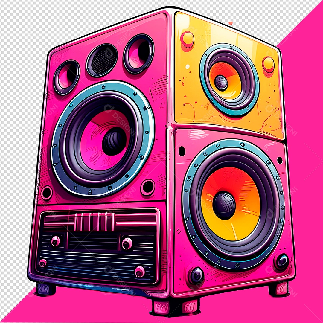 Caixa de Som Alto-falantes Elemento 3D Para Composição PSD