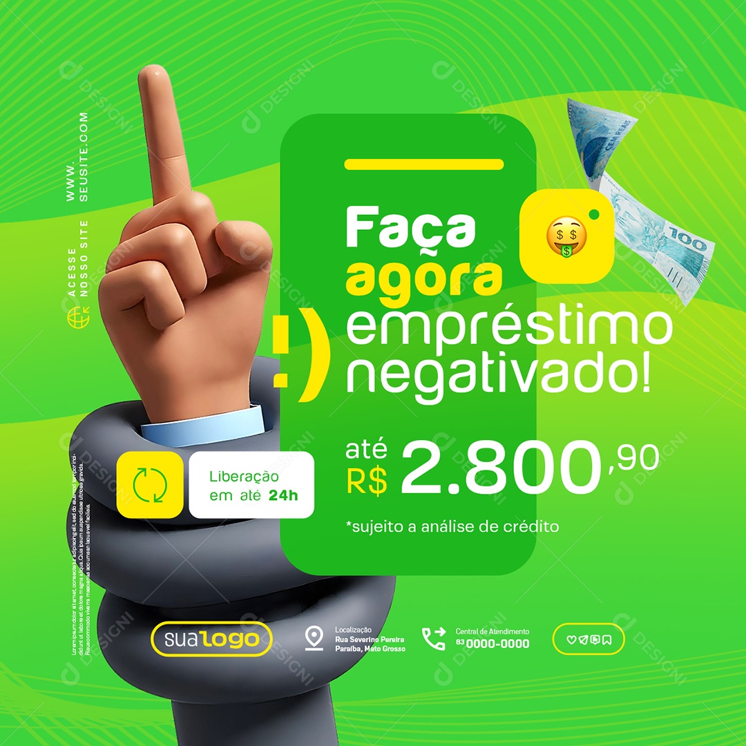 Empréstimo Faça Agora Empréstimo Negativo Social Media PSD Editável