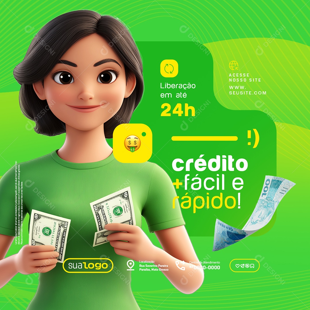 Empréstimo Crédito Fácil e Rápido Social Media PSD Editável