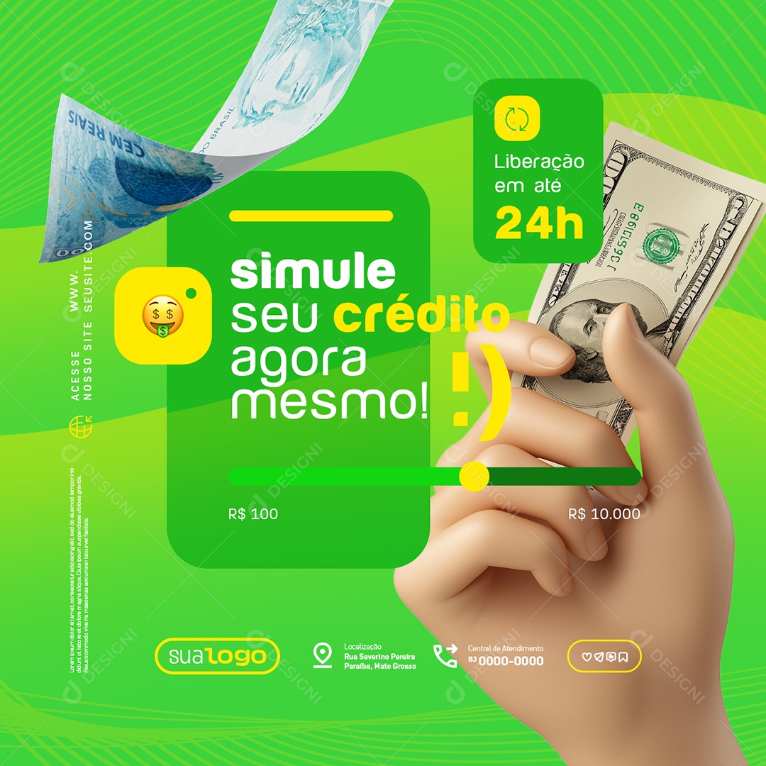 Empréstimo Simule seu Crédito Agora Mesmo Social Media PSD Editável