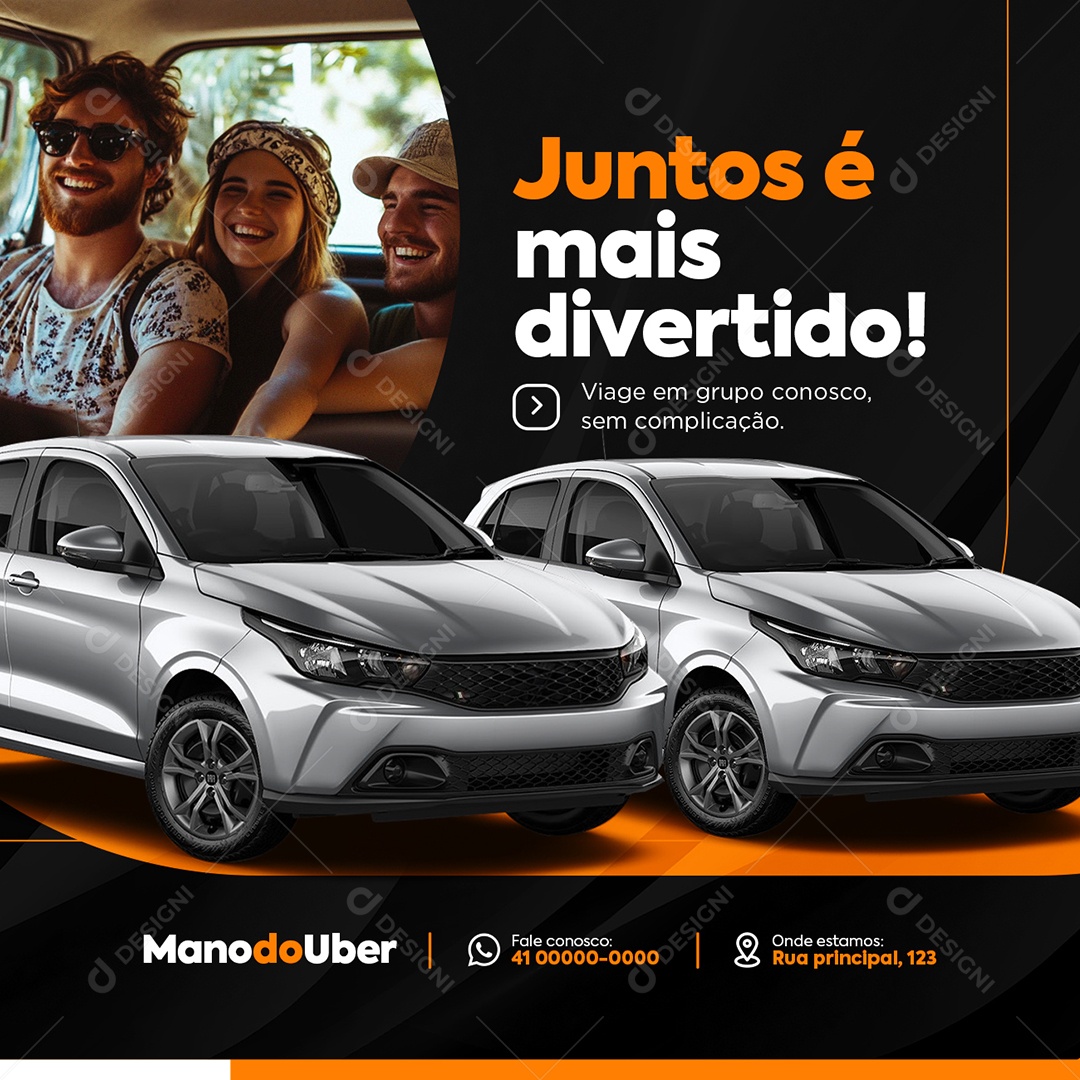 Motorista Uber Juntos é Mais Divertido Social Media PSD Editável