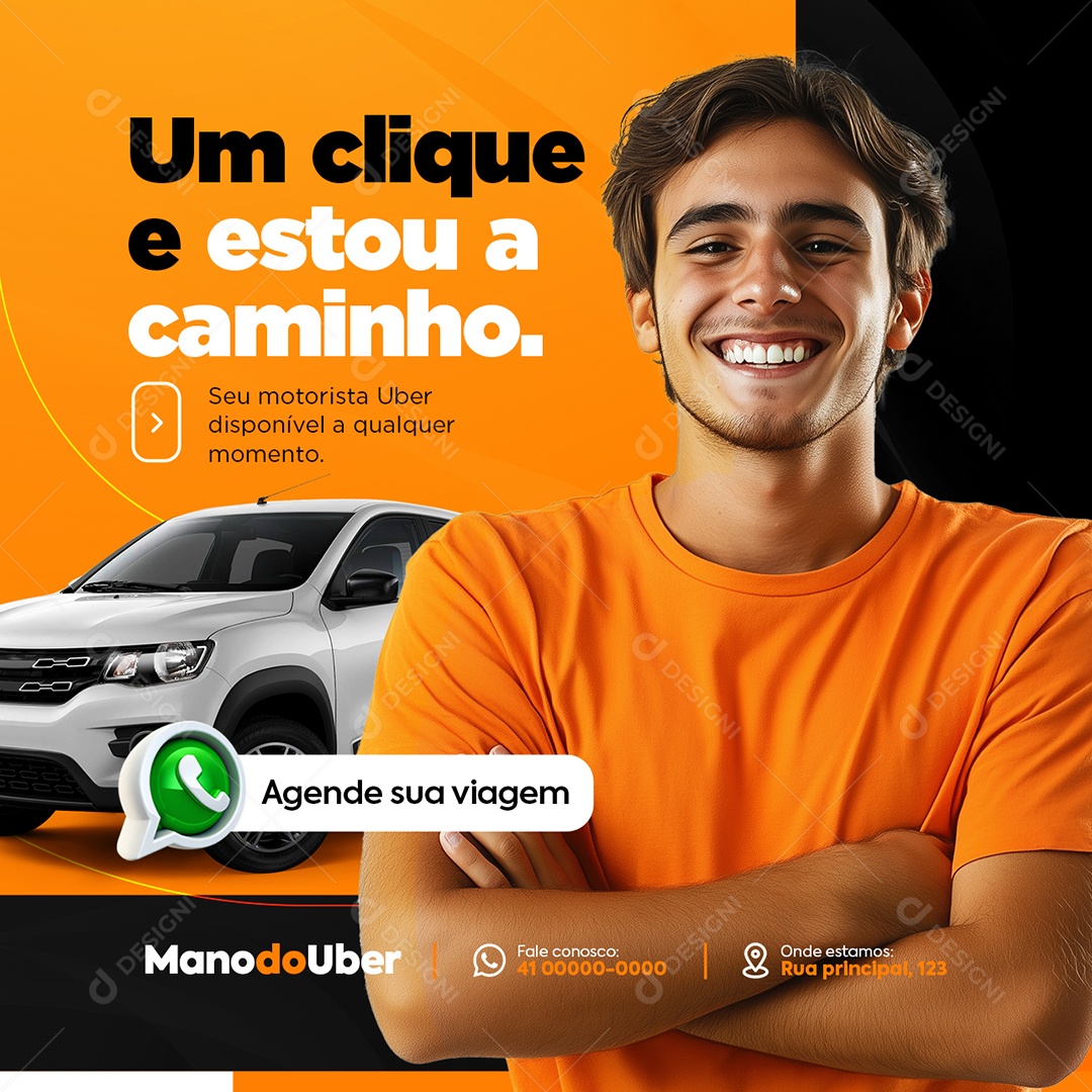 Motorista Uber Um Clique e Estou a Caminho Social Media PSD Editável