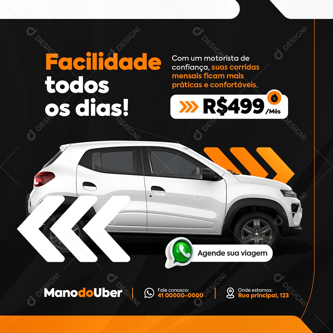 Motorista Uber Facilidade Todos os Dias Social Media PSD Editável