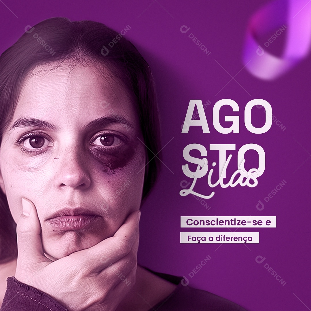 Agosto Lilás Social Media PSD Editável