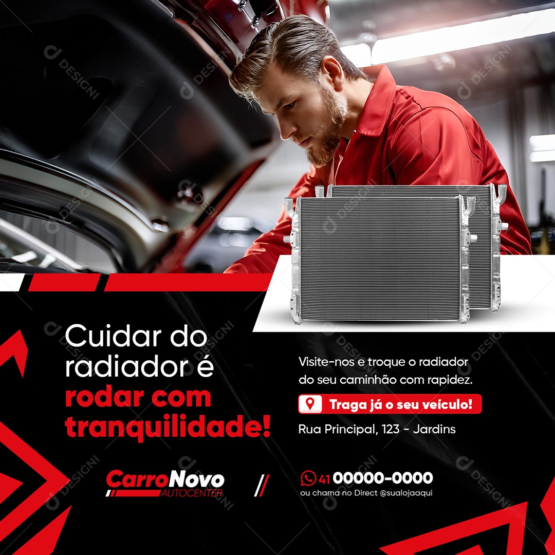 Oficina Mecânica Caminhão Cuidar do Radiador Social Media PSD Editável